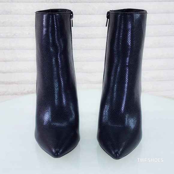 Amanda Pointy Toe 4.5" Stiletto Heels Ankle Boots - Black - Picture 7 of 9